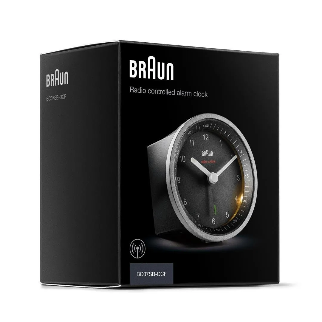 Braun BC 07 SB-DCF Analog v&auml;ckarklocka - Svart/Silver
