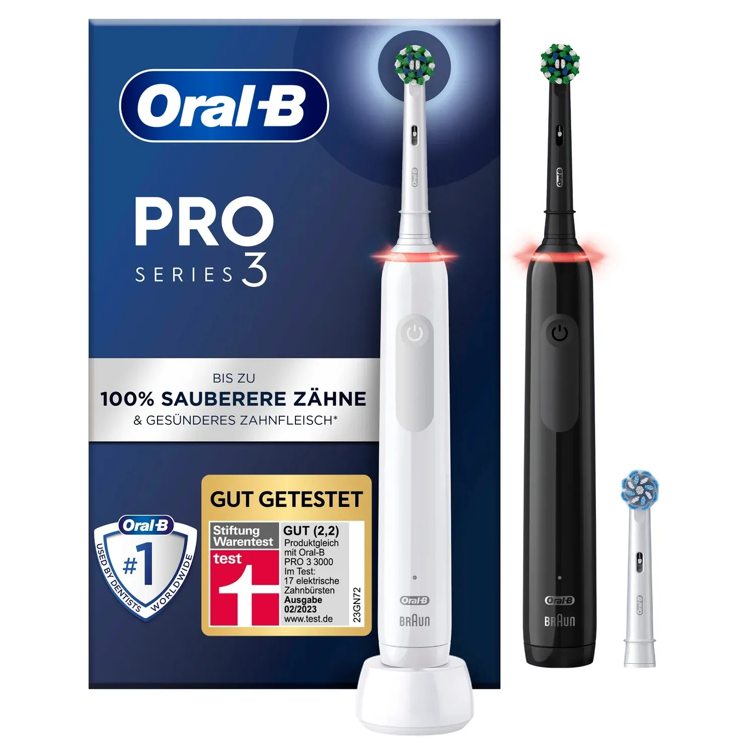 Oral-B Pro3 3900N Duo - eltandborste, 2 st, svart / vit