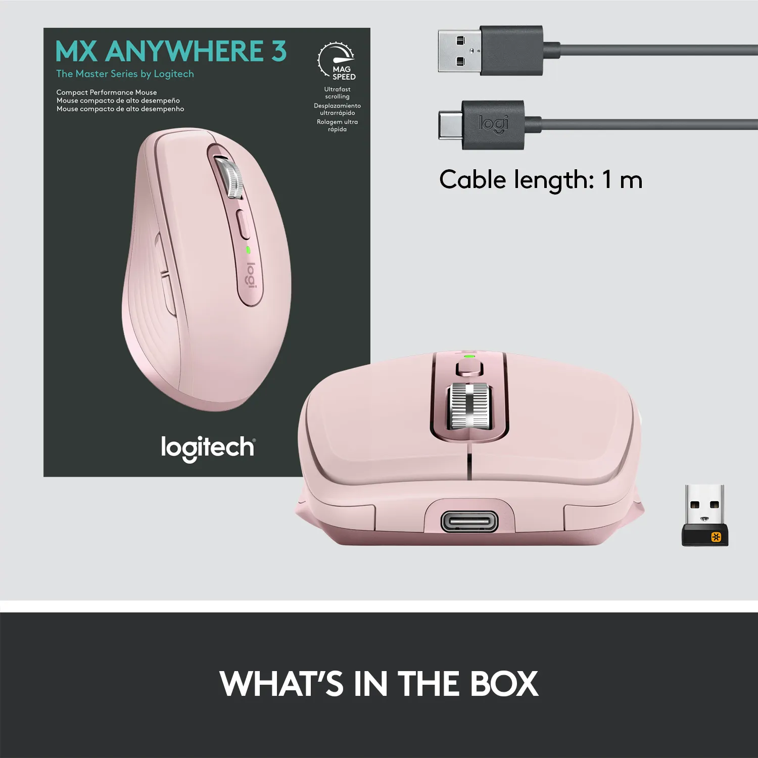 Logitech MX Anywhere 3 Wireless Mouse, Pink