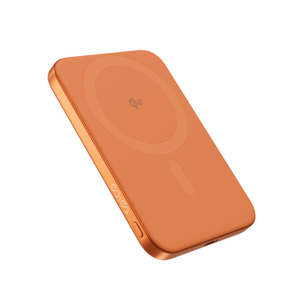 Epico UltraPack Qi2 Slim 5000mAh Alu Mag+ Wireless Power Bank EM51 Wireless Charging 15W for iPhone and Android, Cosmic Orange