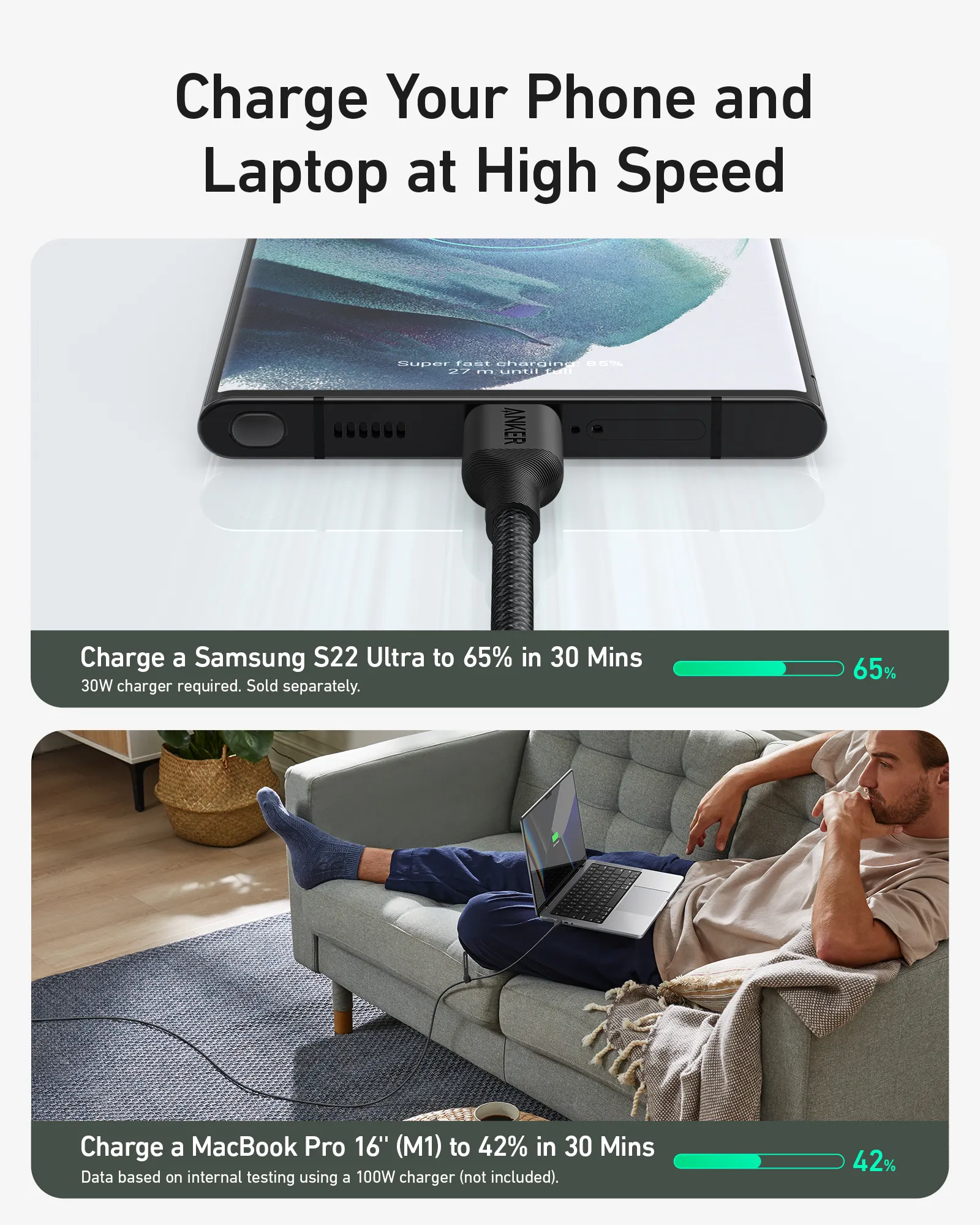 Anker 541 USB-C - USB-C - cable, Black, 1.8m