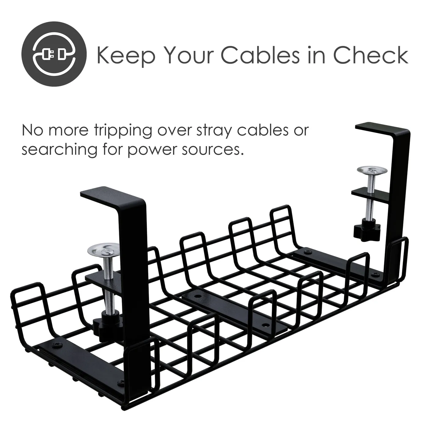 DESIRE2 Deskmate Cable Basket for Power Strip Black