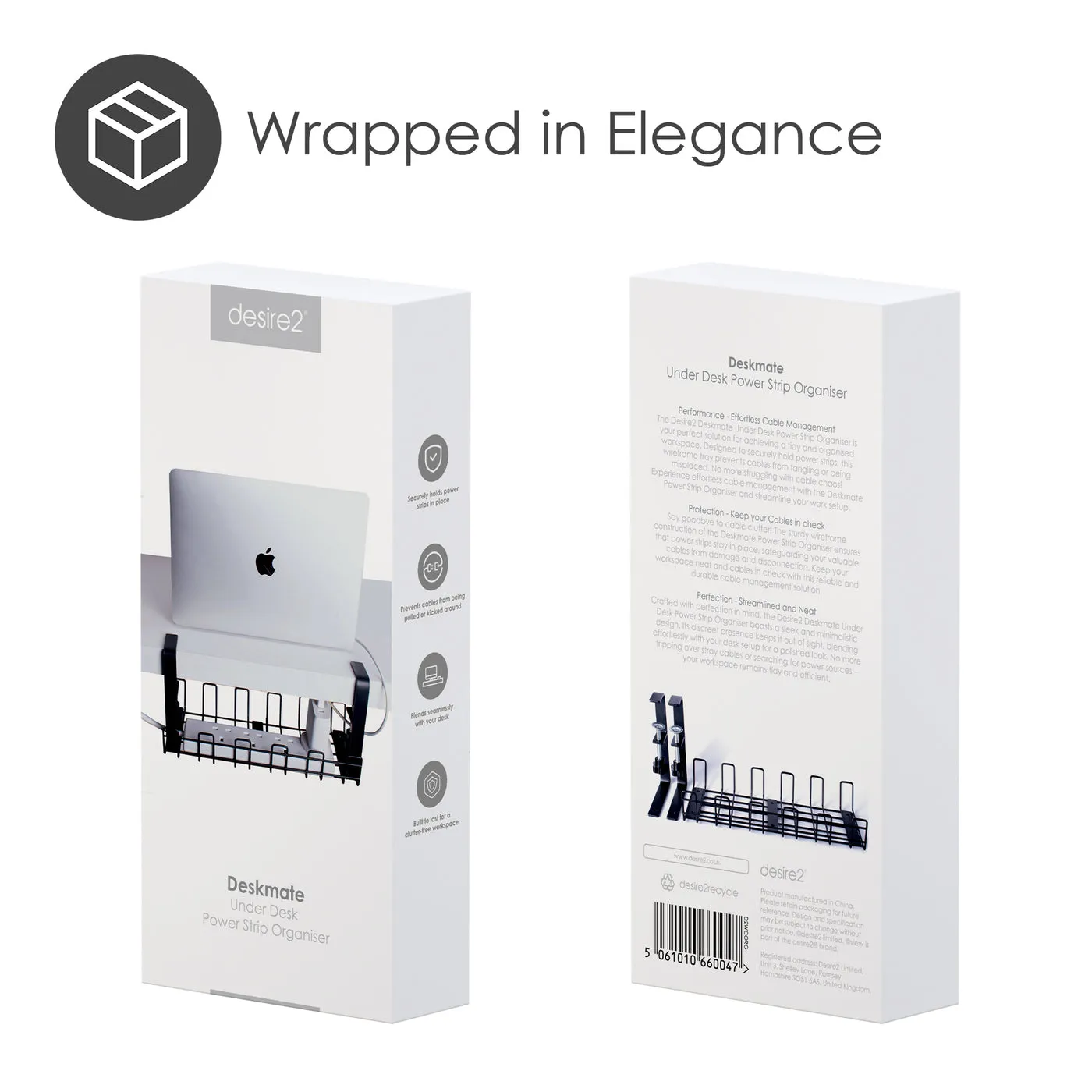 DESIRE2 Deskmate Cable Basket for Power Strip Black