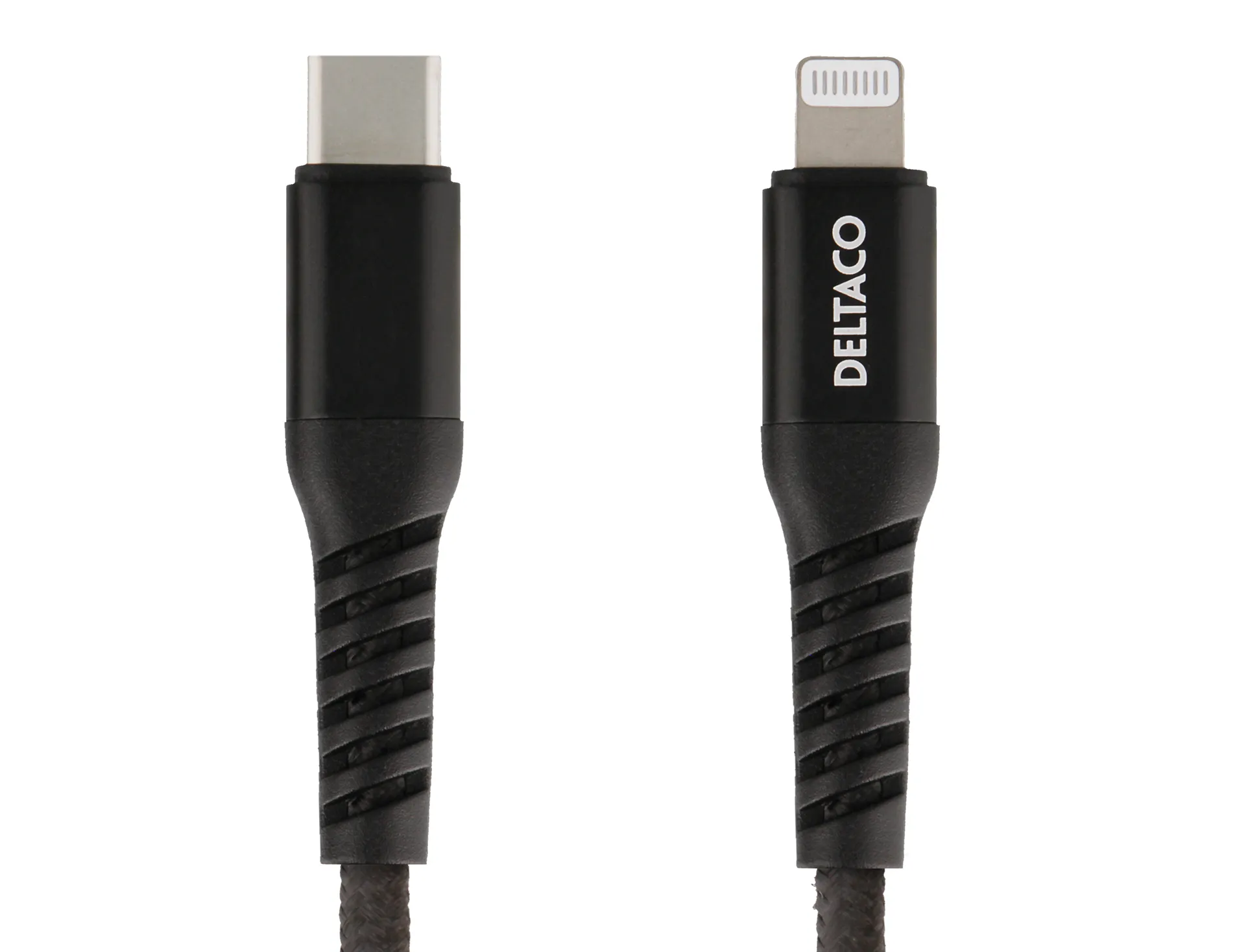 Deltaco Braided USB-C - Lightning - cable, 1 m, Black