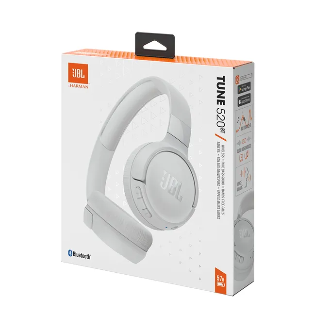 JBL Tune 520 BT - tr&aring;dl&ouml;s h&ouml;rlurar, vit