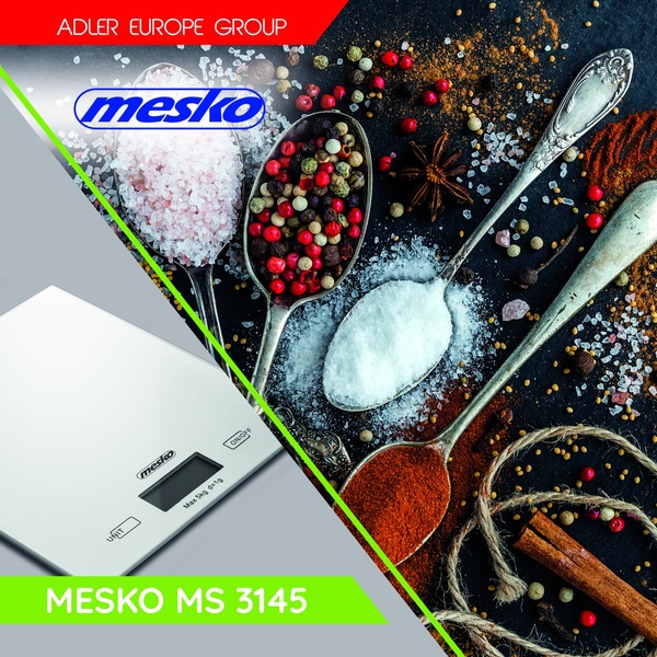 Adler MS 3145 Kitchen Scale, Grey, 5 kg / 1 g