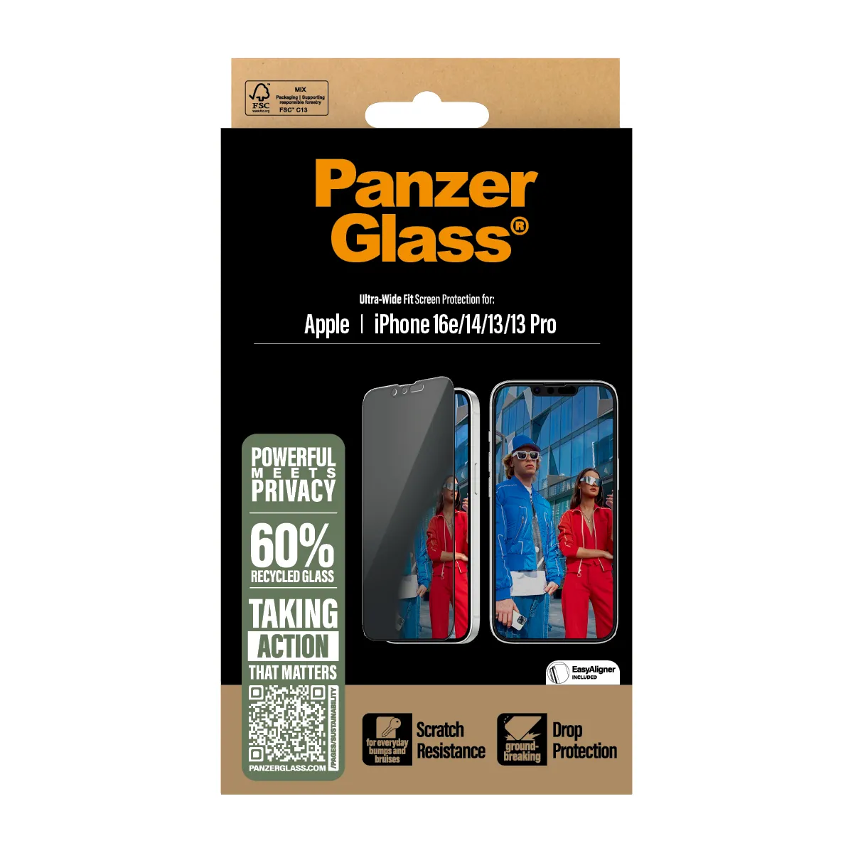PanzerGlass Ultra-Wide Fit Alignerkit iPhone 16E / 14 / 13 / 13 Pro - Screen Protector, Privacy