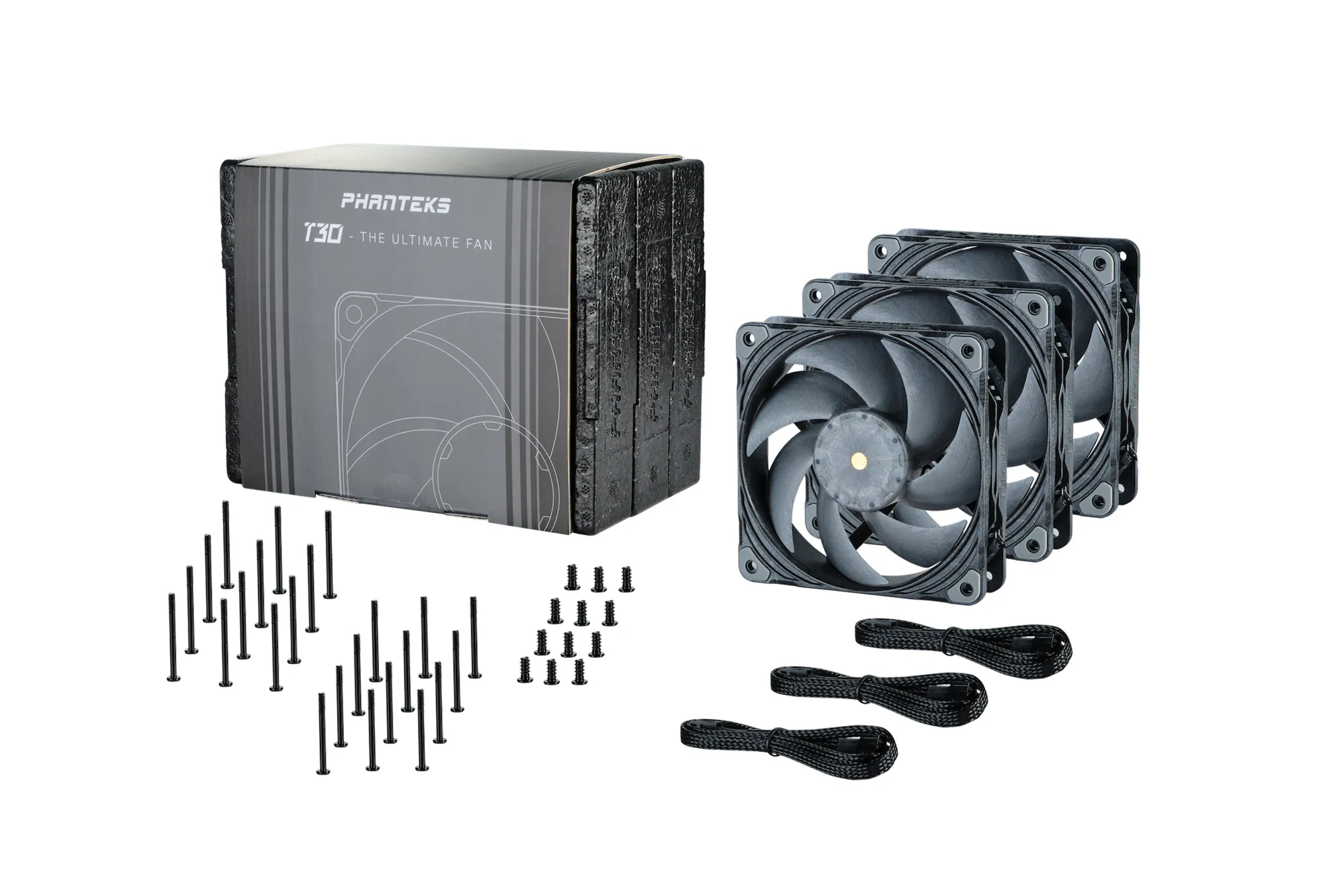 Phanteks T30, PWM, Premium, 120mm - case fan, black, 3pcs