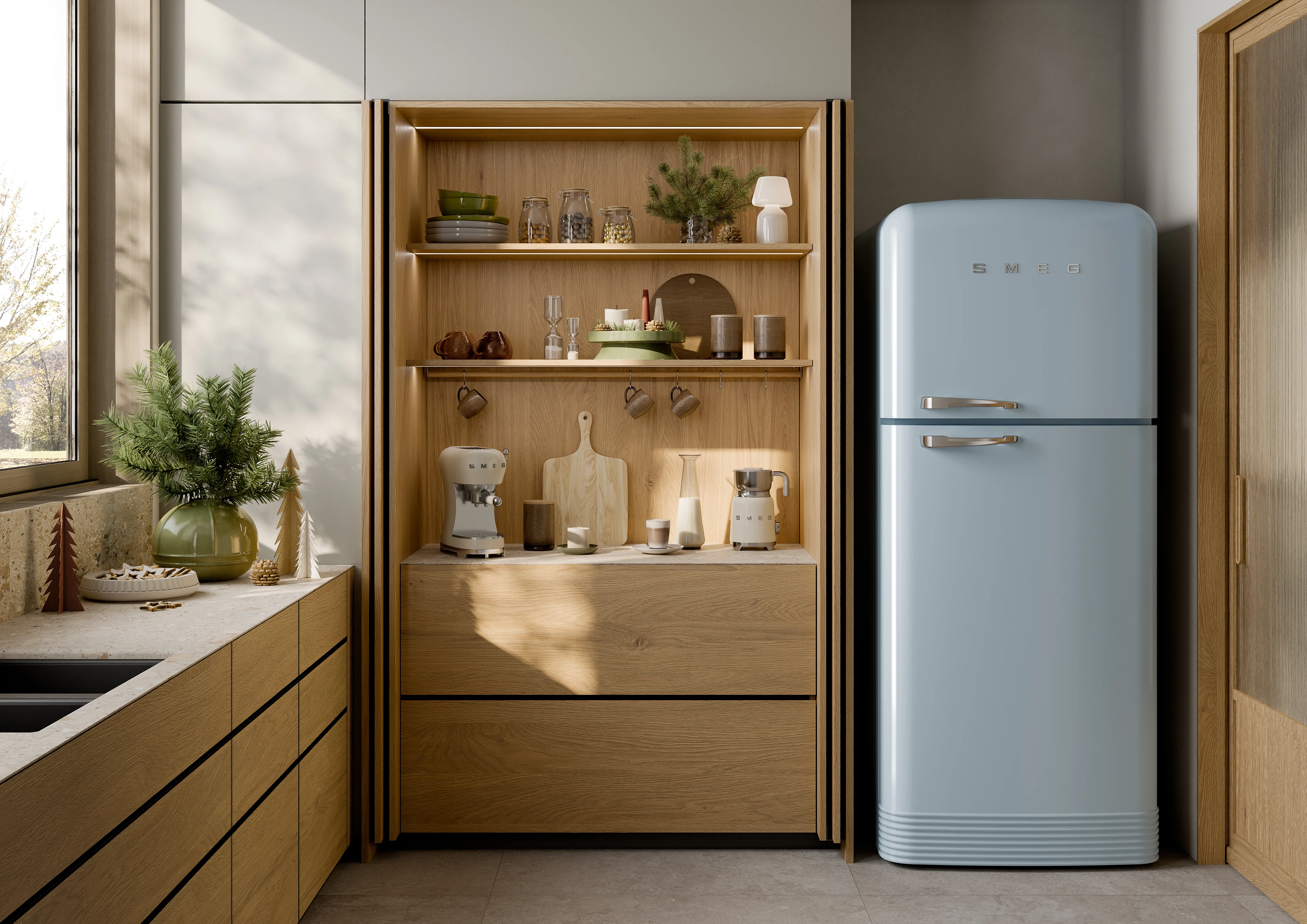 Smeg 50's Style ECF02CREU - espressomaskin, Gr&auml;ddf&auml;rgad