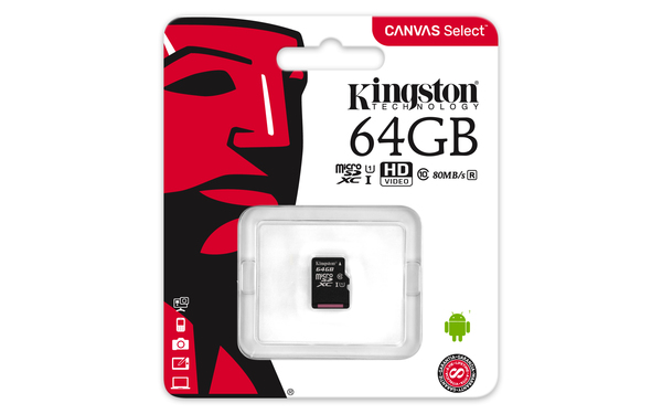 Kingston 64GB Canvas Select, UHS-I Class 10 MicroSD - memory card