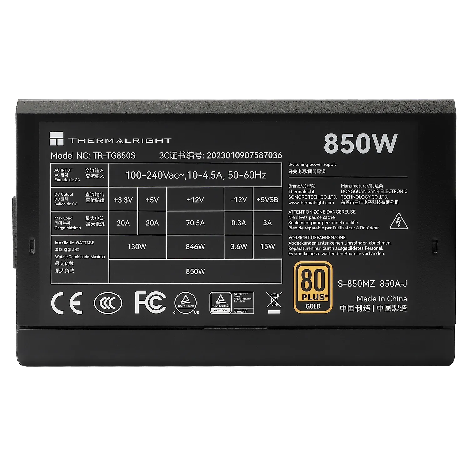 Thermalright TR-TG 850S 850W - PSU, 80 Plus Gold