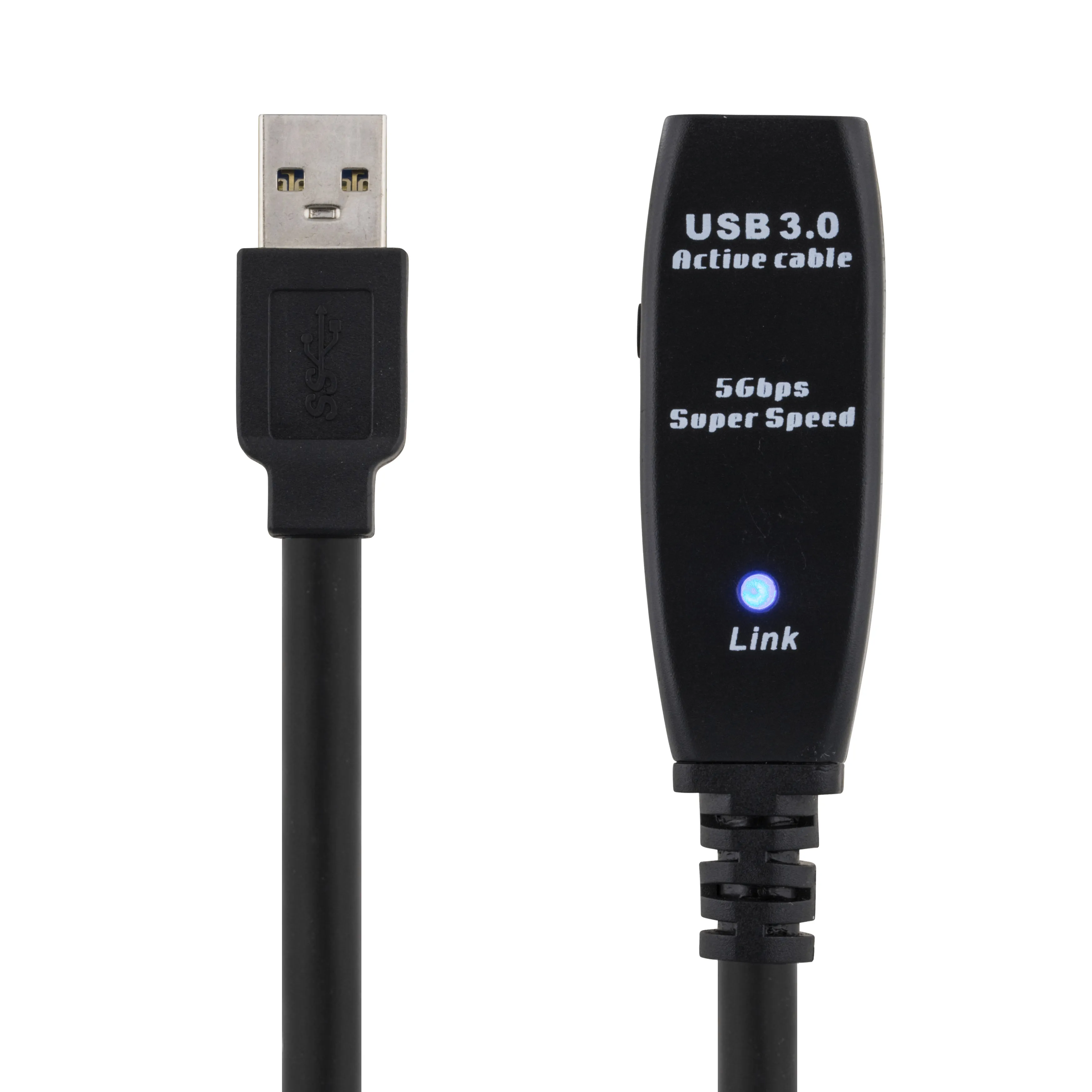 Deltaco Active USB-A 3.0 -jatkokaapeli, 5 m, Musta