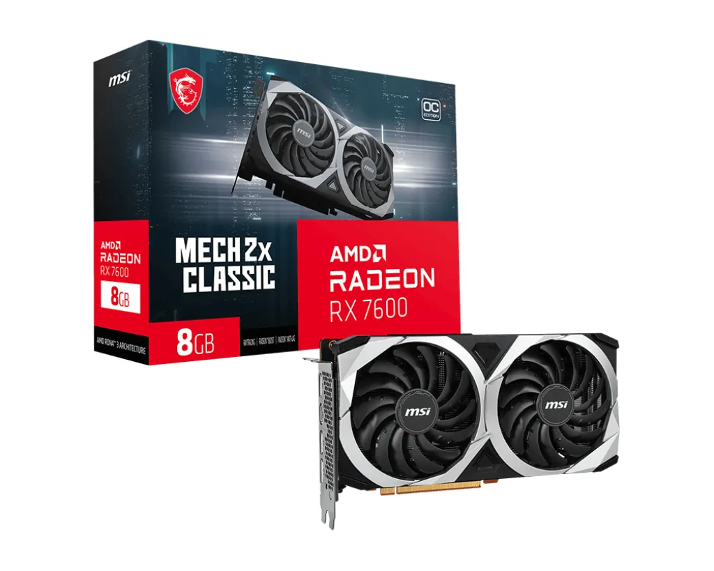 MSI Radeon RX 7600 MECH 2X CLASSIC 8 Gt OC -näytönohjain