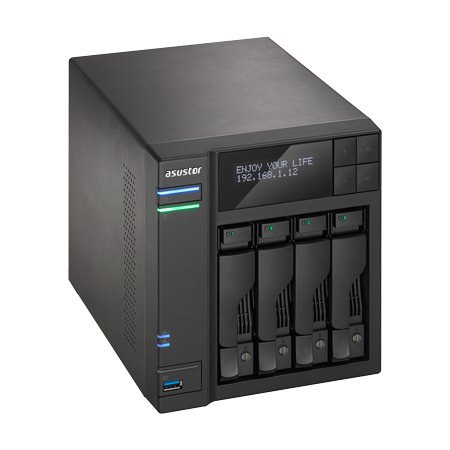 ASUSTOR AS6204T 4-Bay NAS Intel Celeron Quad-Core 4 GB SO-DIMM DDR3L GbE x 2 USB 3.0 &amp; eSATA WoL System Sleep Mode