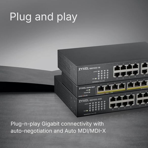 Zyxel GS1100-16EP - unmanaged 16-port Gigabit Ethernet Power over Ethernet Plus switch