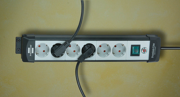 Brennenstuhl Premium-Line Power Strip 8-way, 3m cable, Black/White