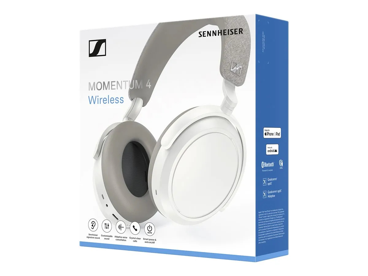 Sennheiser Momentum 4 - trådlösa brusreducering hörlurar, Vit