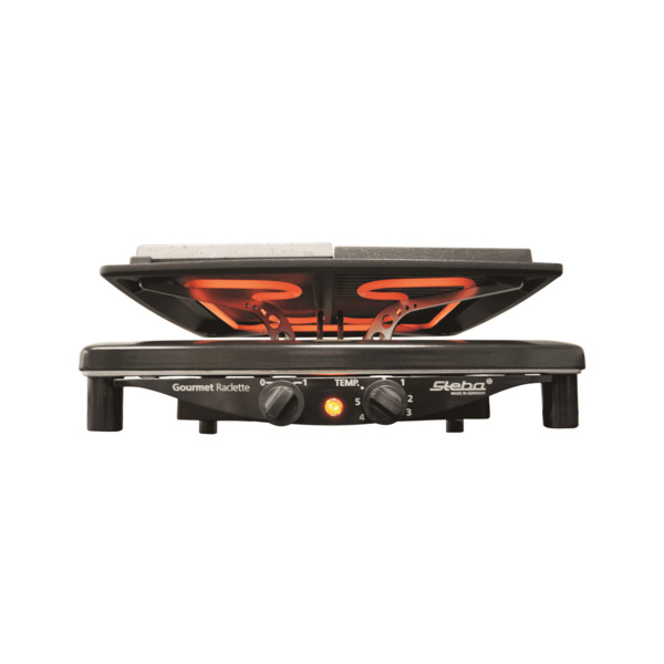 Steba RC 4 Plus Raclette Grill, 1450 W, 8 Persons, Non-stick and Natural Stone Plates, Black