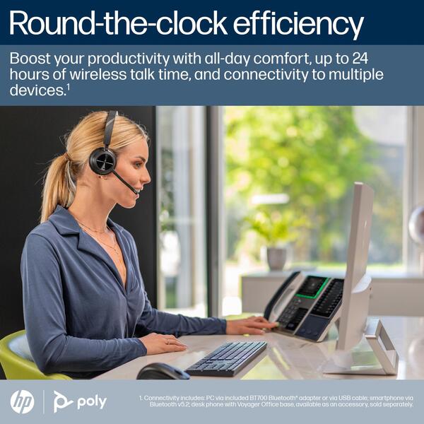 HP Poly Voyager 4320-M Wireless Headset with BT700 dongle and Charging Stand, Black