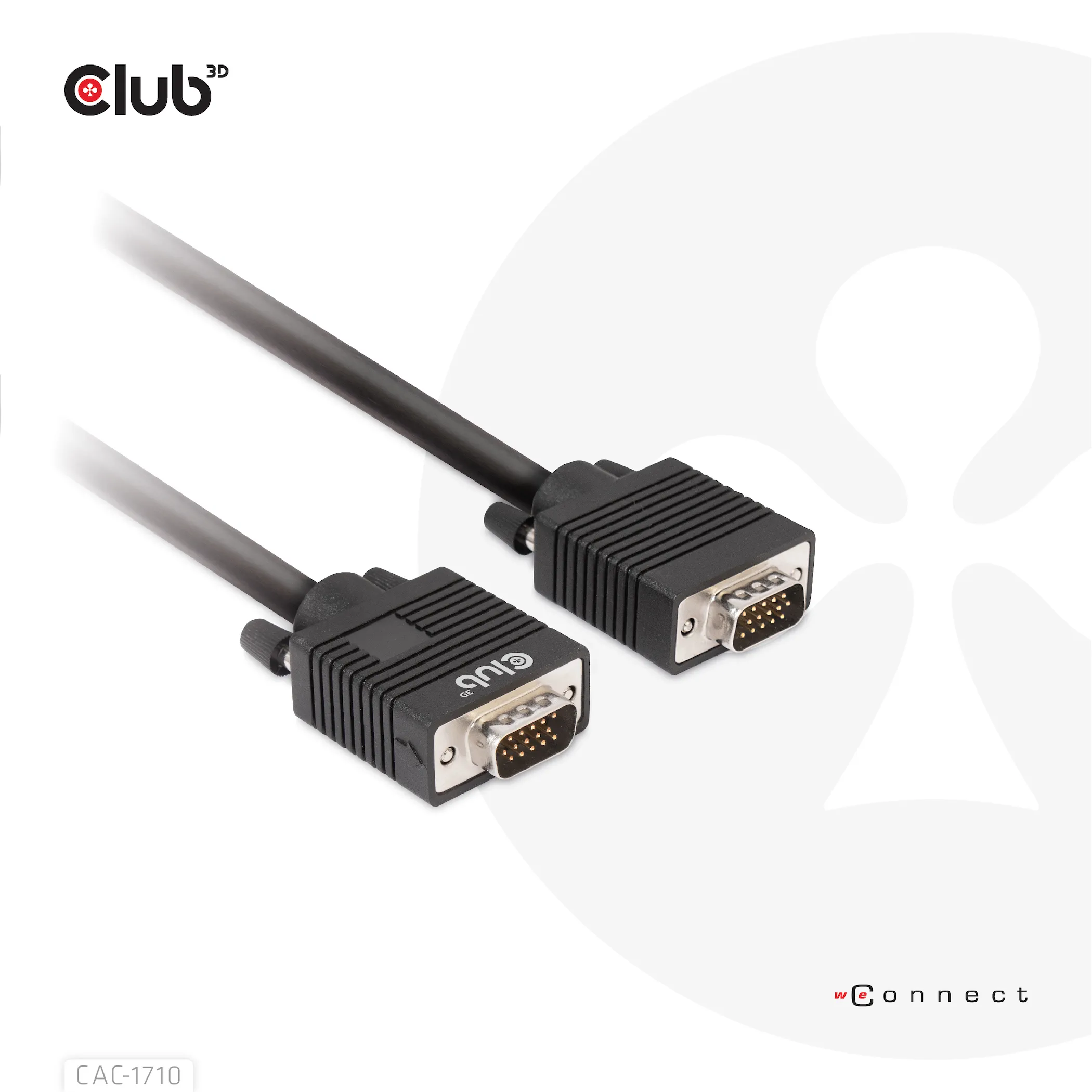 Club 3D VGA display cable, bidirectional  - cable, Black, 10m