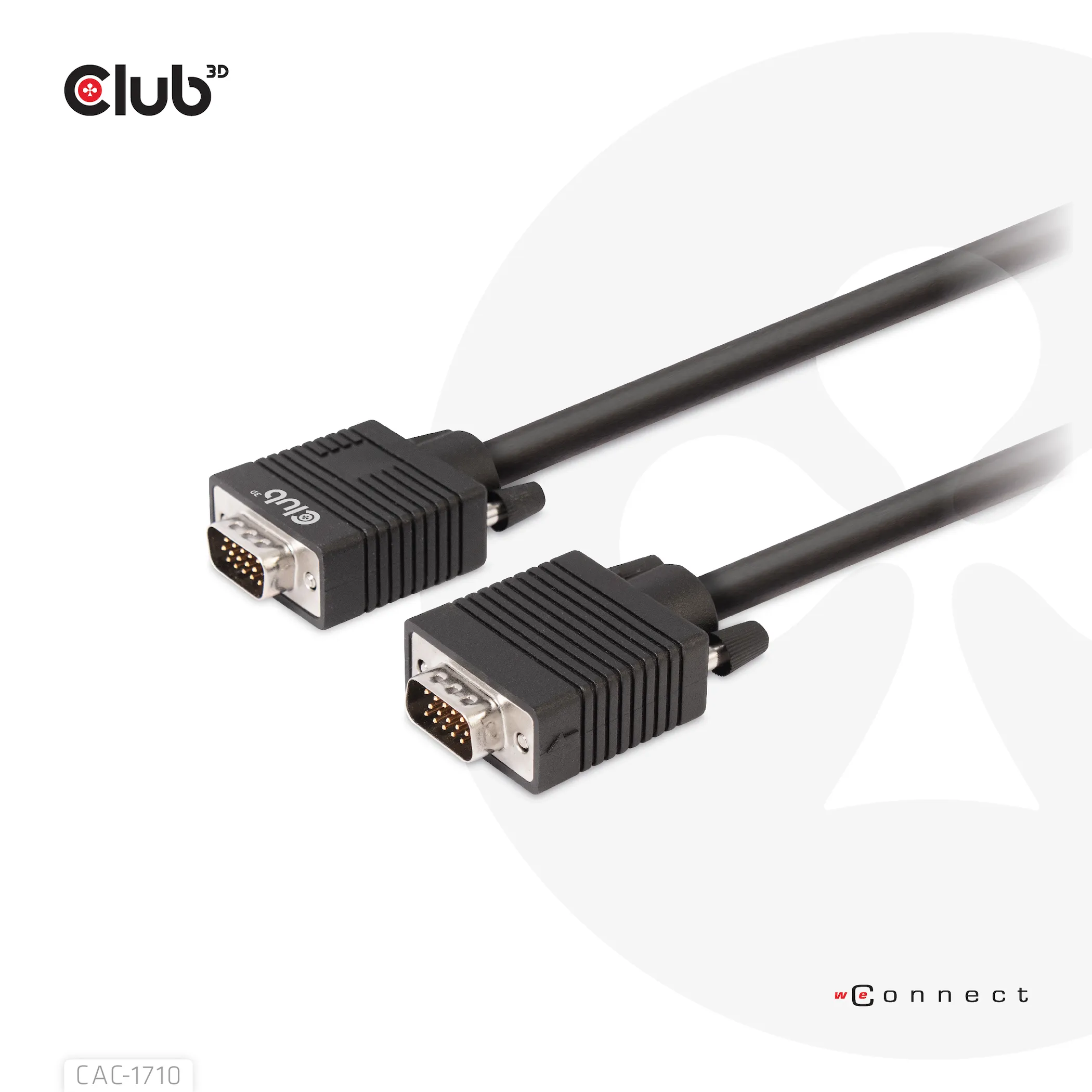 Club 3D VGA display cable, bidirectional  - cable, Black, 10m