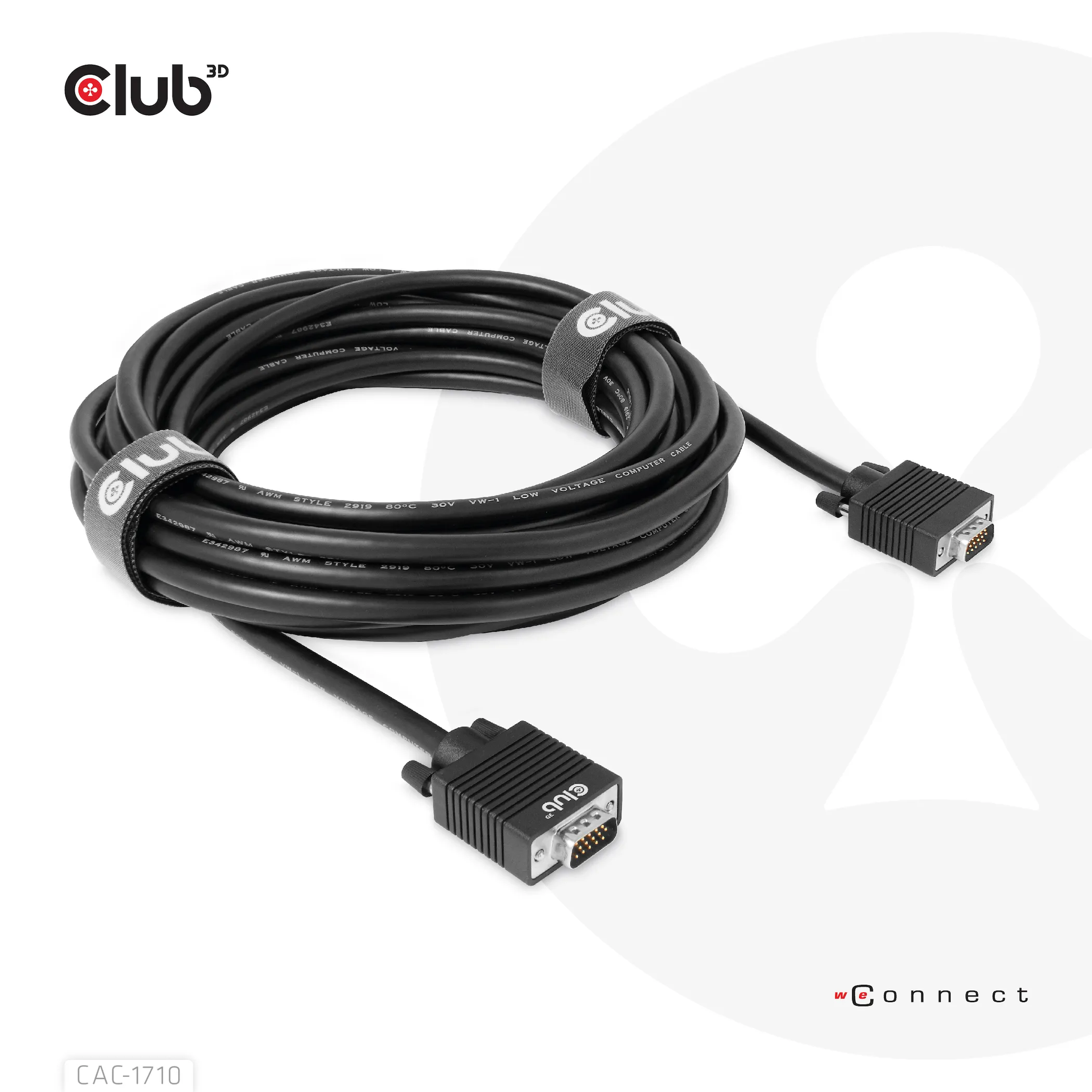 Club 3D VGA display cable, bidirectional  - cable, Black, 10m