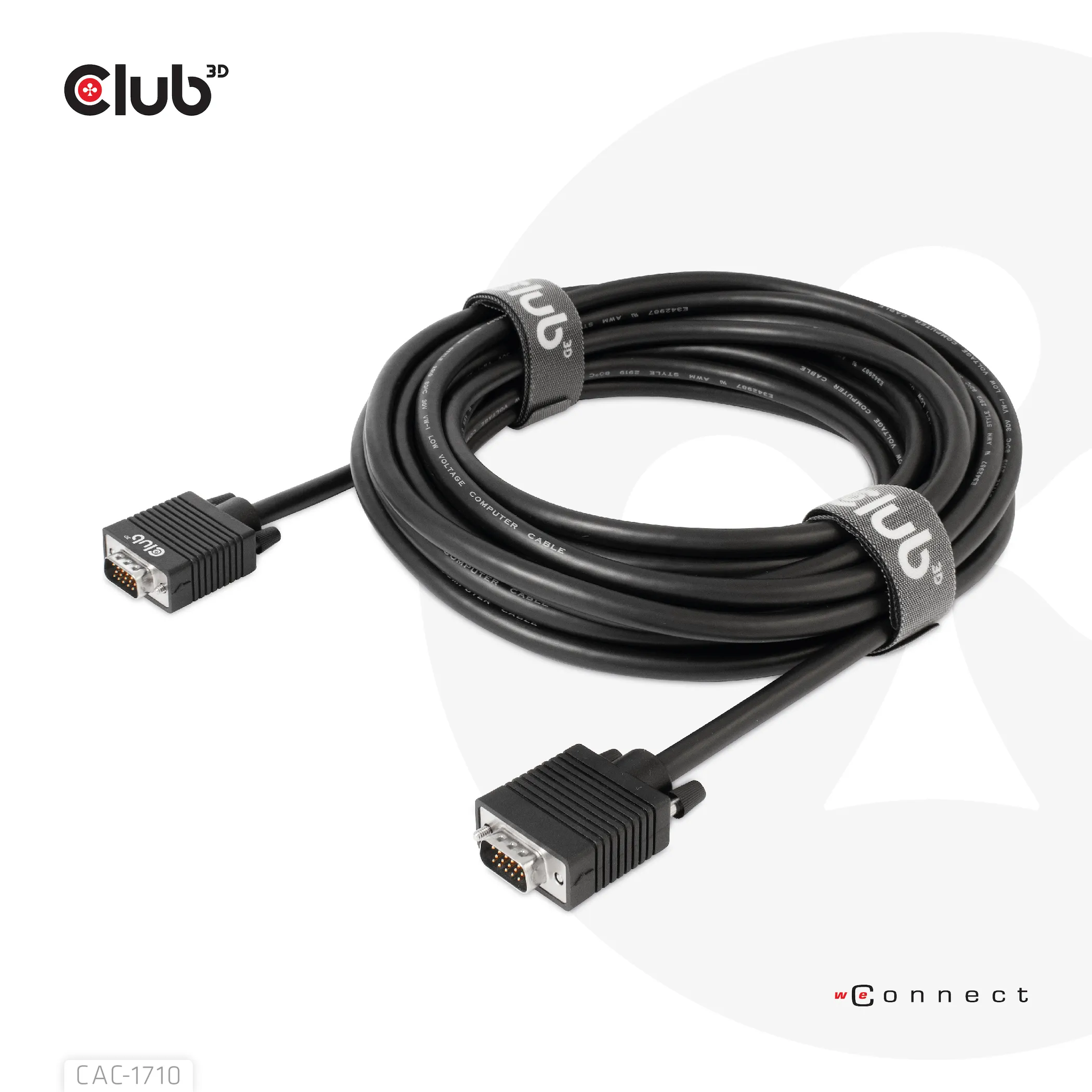 Club 3D VGA display cable, bidirectional  - cable, Black, 10m