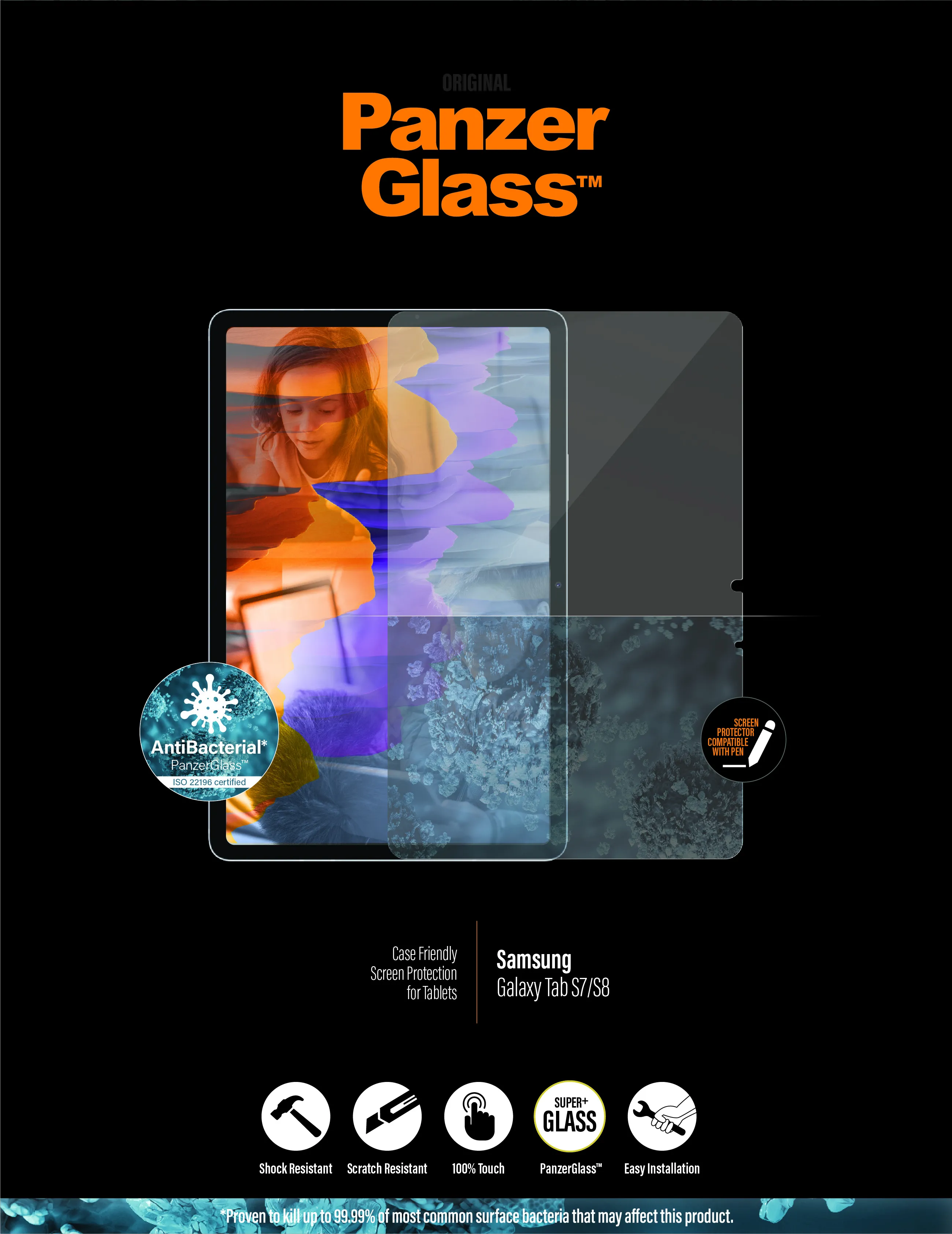 PanzerGlass Case Friendly, Galaxy Tab S7 - Screen Glass