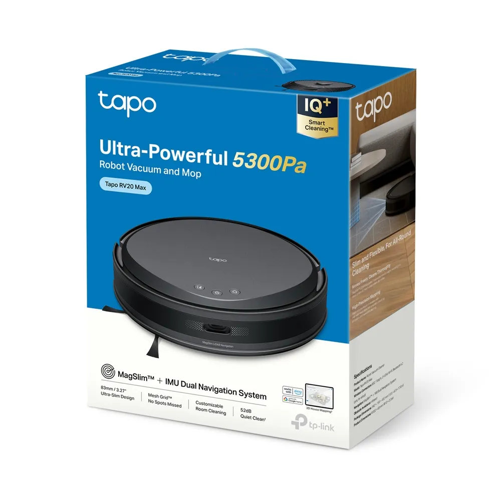 TP-Link Tapo RV20 Max 5300Pa Suction MagSlim LiDAR Navigation Robot Vacuum and Mop