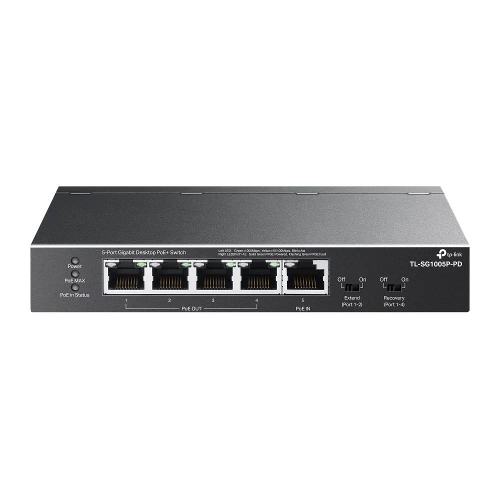 TP-Link TL-SG1005P-PD - 5-port Gigabit desktop PoE+ switch, Black