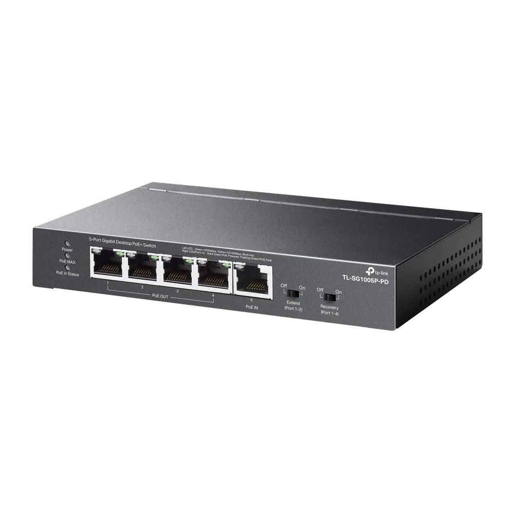 TP-Link TL-SG1005P-PD - 5-port Gigabit desktop PoE+ switch, Black