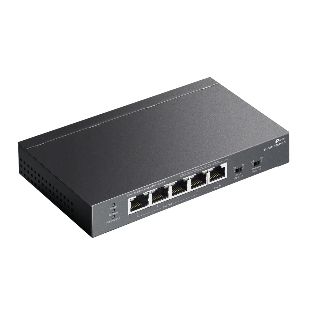TP-Link TL-SG1005P-PD - 5-port Gigabit desktop PoE+ switch, Black