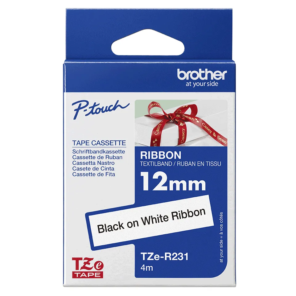 BROTHER TZER231 12 BLACK ON WHITE RIBBON