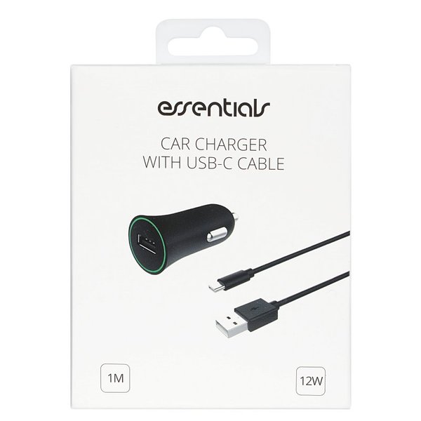 Autolaturi 12W USB-AUSB-C, 1m, musta