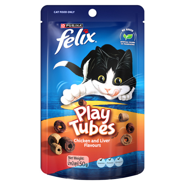 Purina Felix Play Tubes Chicken &amp; Liver, Dry food for cats, Adult, 50g