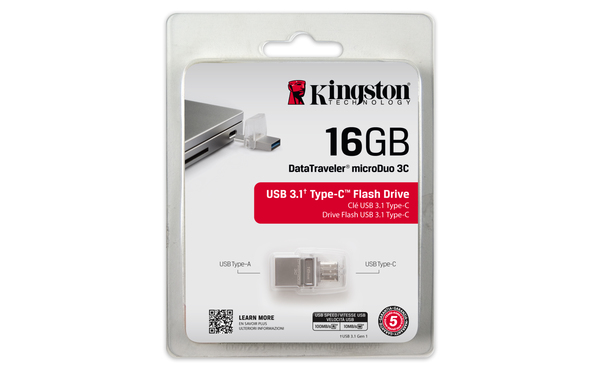 KINGSTON 16GB DT microDuo 3C USB3.0/3.1 + Type-C flash drive