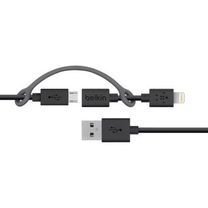 Belkin Lightning/Micro-USB -USB kaapeli, 1m, Musta