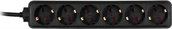 Deltaco GT-125 6 outlets Power Strip, 1.5m, Black