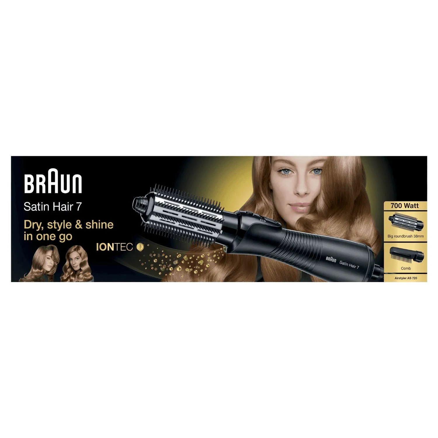 Braun Satin Hair 7 AS720 Steam Hot Air Brush, Black/Silver