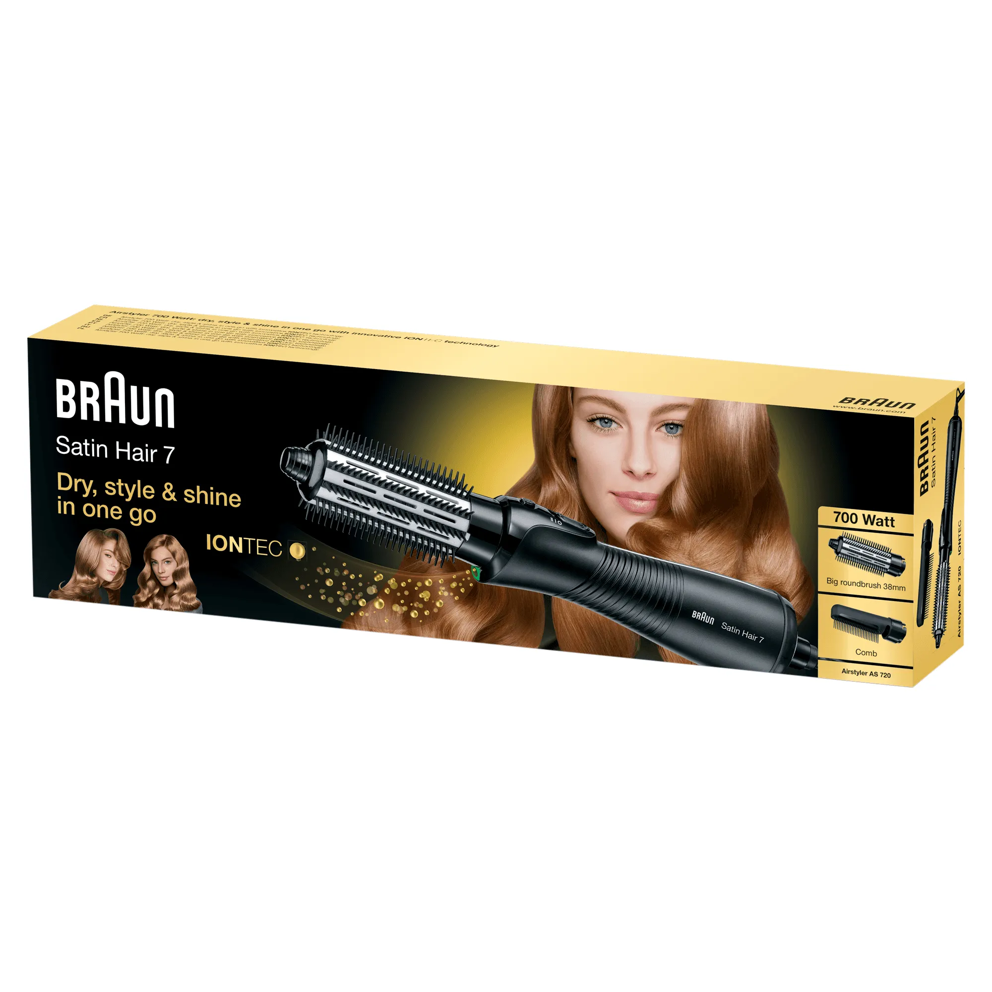 Braun Satin Hair 7 AS720 Steam Hot Air Brush, Black/Silver