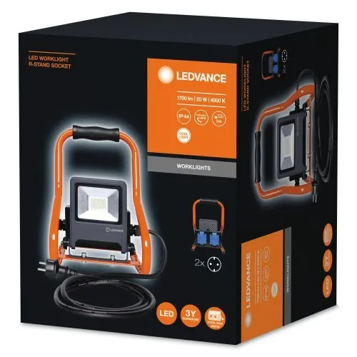Ledvance LED Worklight, 20W, 840, R-Stand Socket