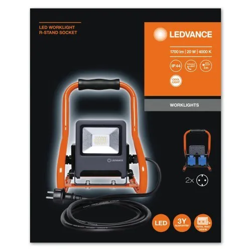 Ledvance LED Worklight, 20W, 840, R-Stand Socket