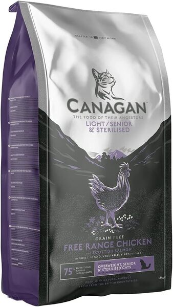 Canagan Light & Senior & Sterilised Chicken and Salmon, Dry food for cats, Grain Free, 1.5kg