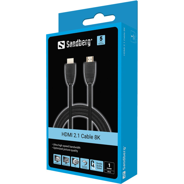 Sandberg HDMI &ndash; HDMI 2.1 - cable, 1 m, Black