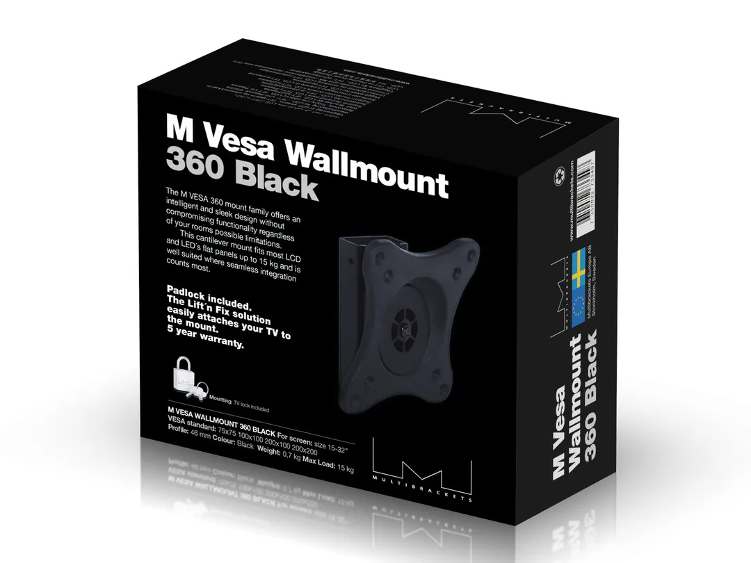 MB WALLMNT 360 BL VESA75-200 25KG 15-40inch
