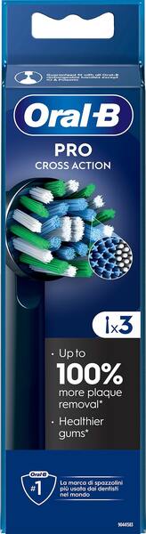Oral-B CrossAction CleanMaximiser 3 pcs Replacement Toothbrush Heads, Black