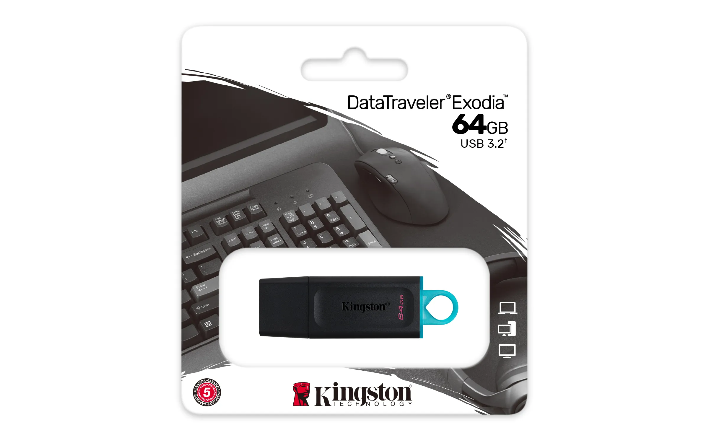 Kingston DataTraveler Exodia USB 3.2 Gen 1 64GB memory stick, Black/Turquoise
