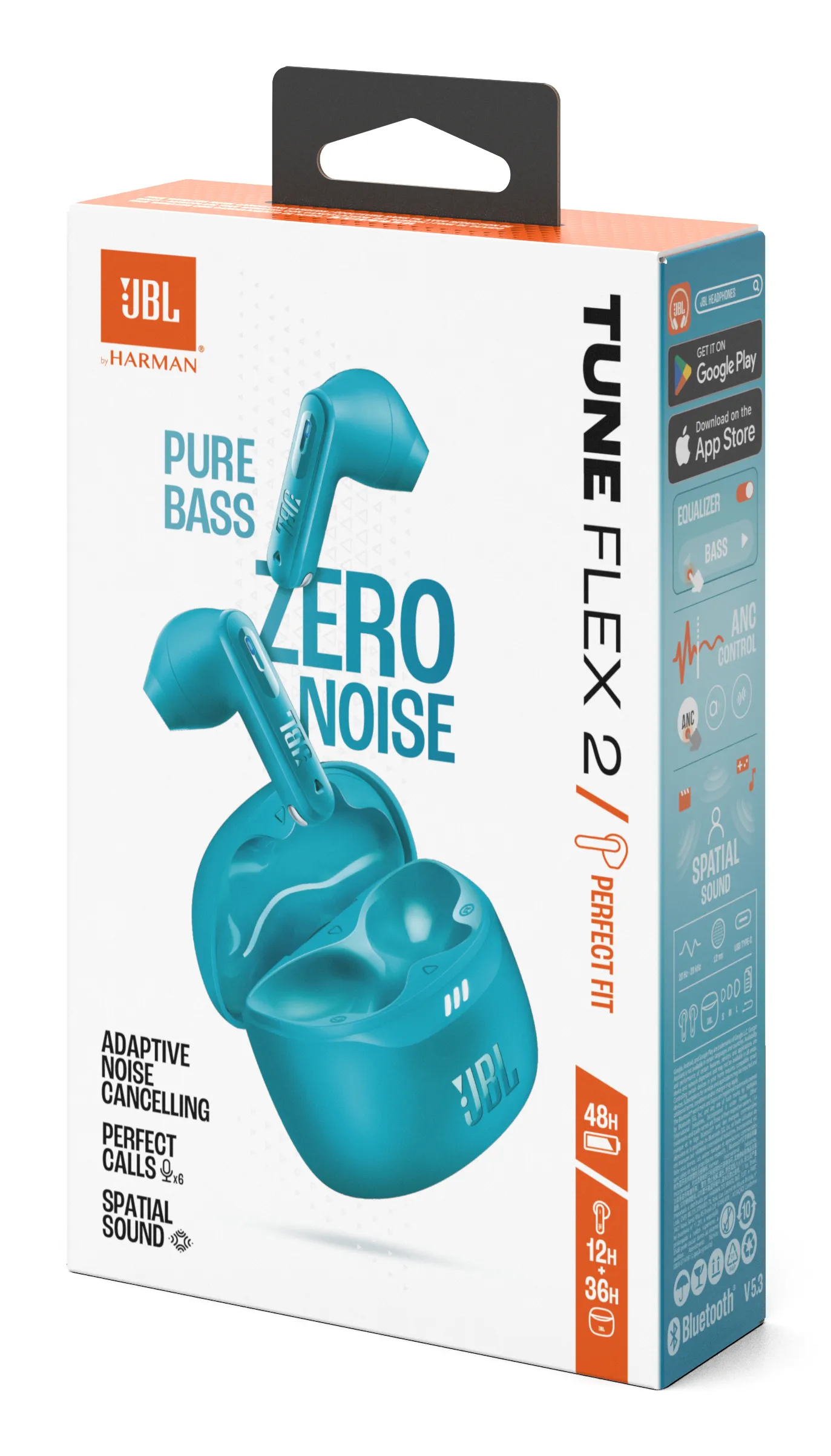 JBL Tune Flex 2 Wireless Earbuds, Turquoise