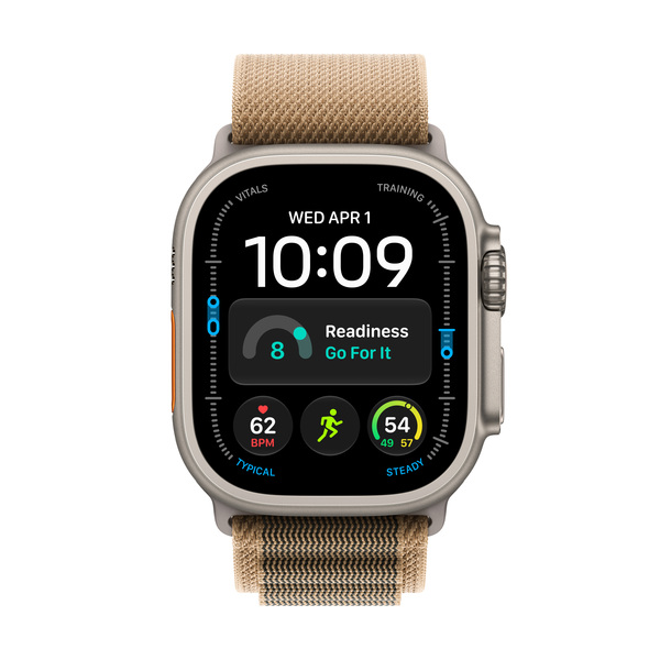 Apple Watch Ultra 4 49 mm titanboett naturlig med bergsloop &ouml;kensand (Small)