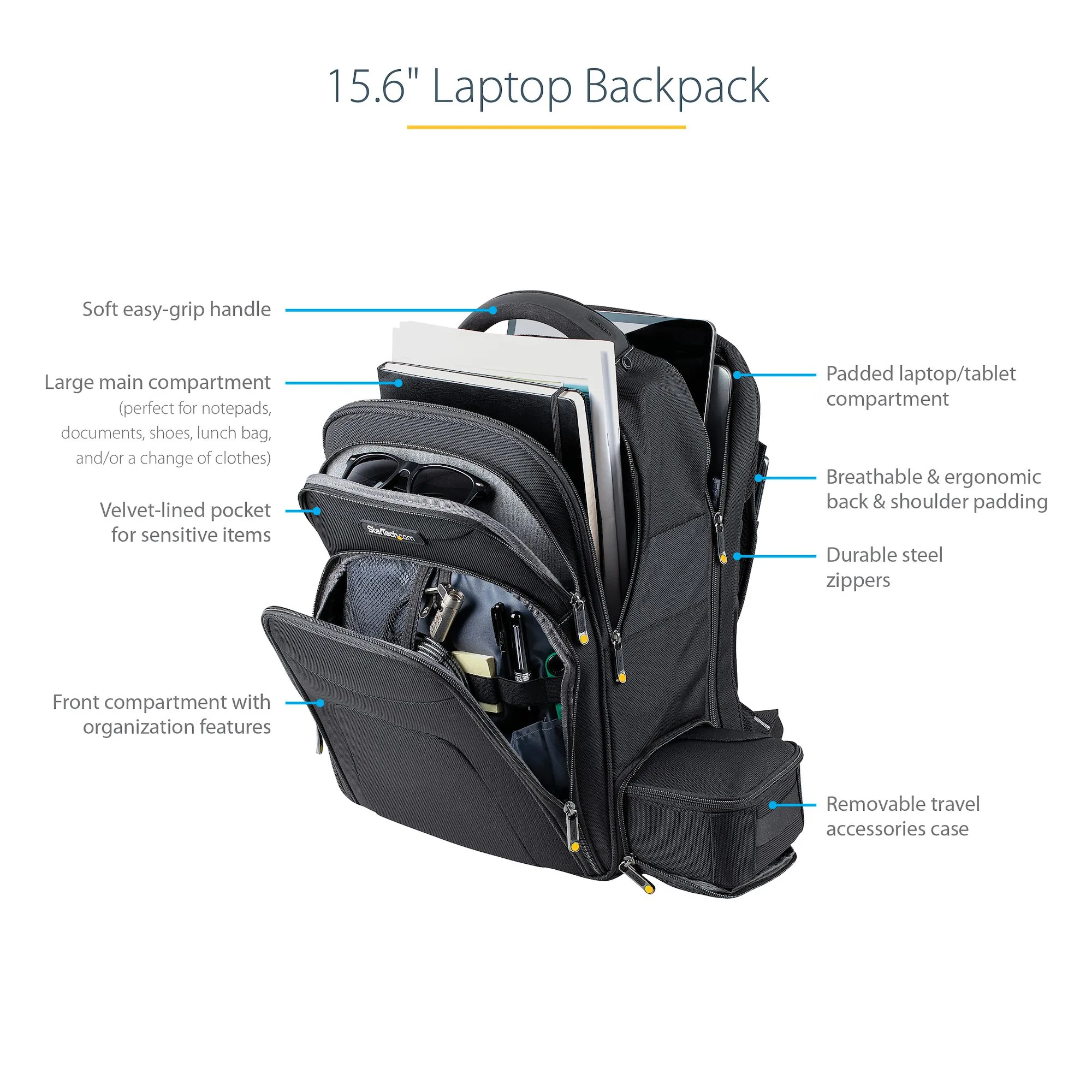 15.6in Laptop Backpack w/Accessory Case